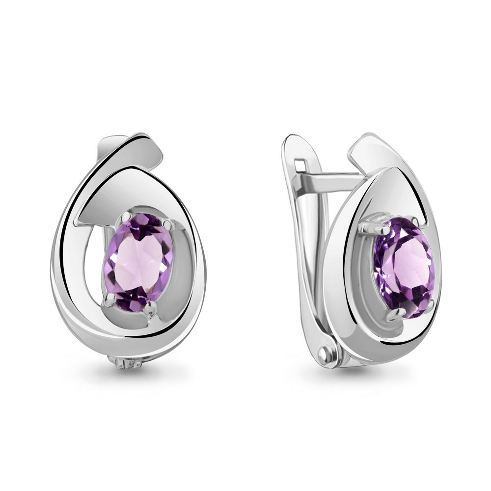 4755204 Серьги из Серебра с аметистами