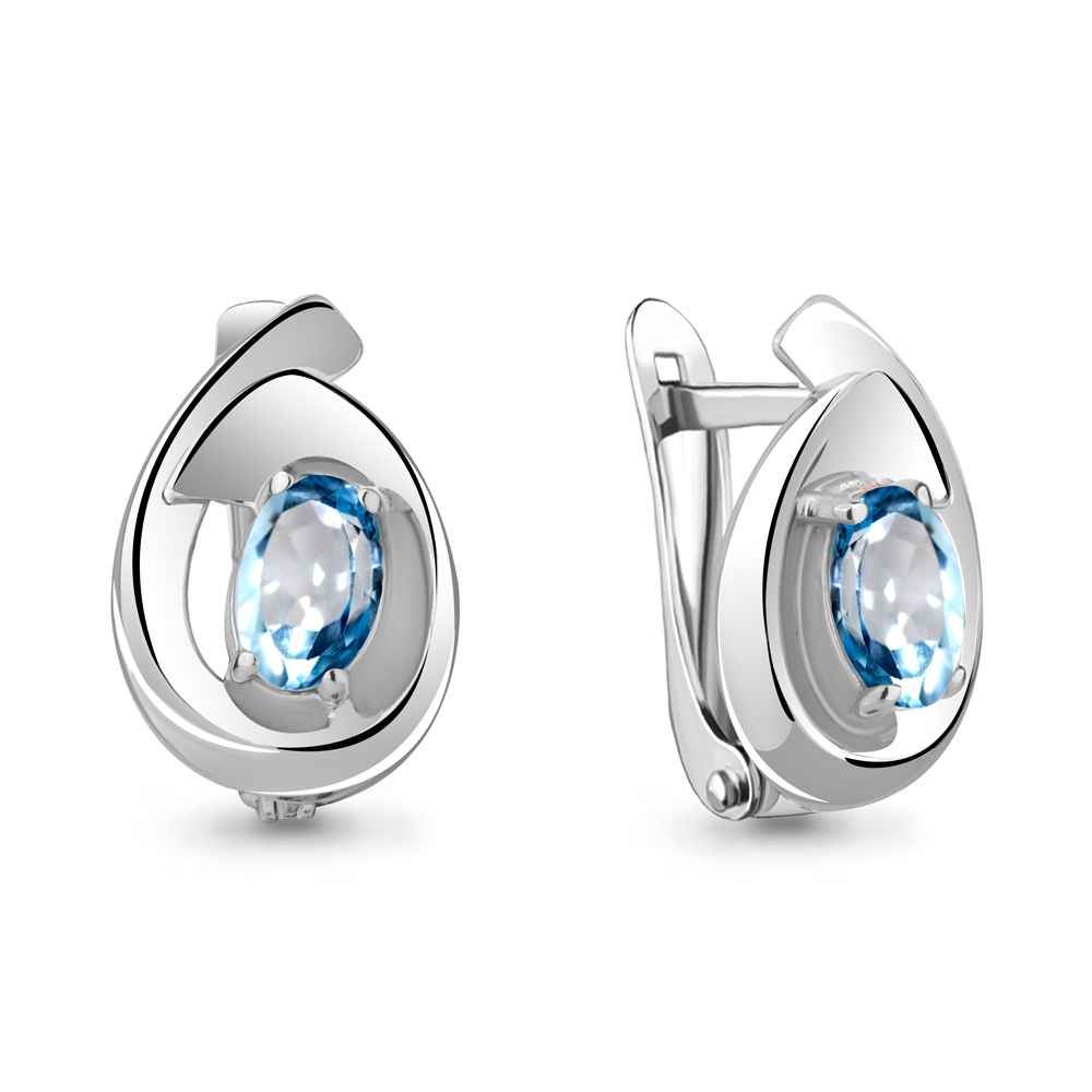 4755205 Серьги из Серебра с топазами свисс блю