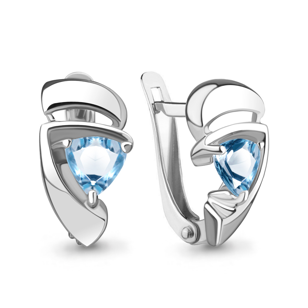 4755405 Серьги из Серебра с топазами свисс блю