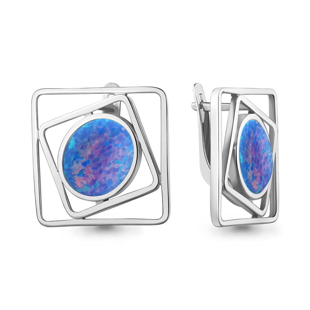 4756397 Серьги из Серебра с опалами иск.