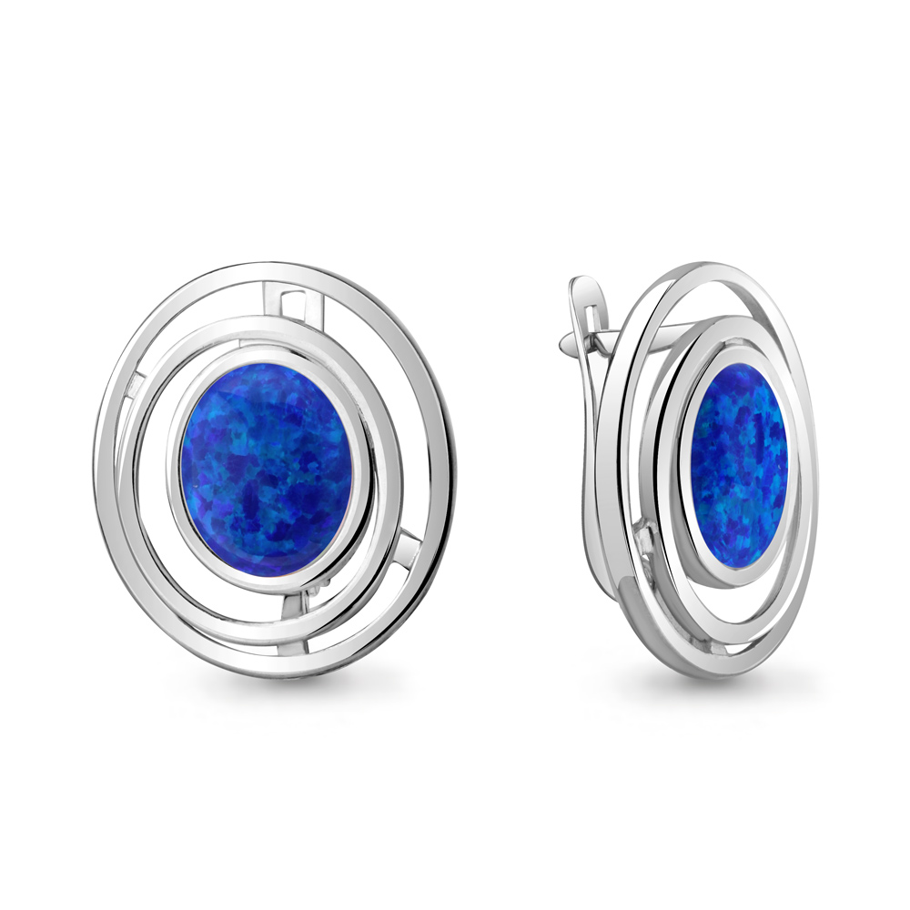 4756495 Серьги из Серебра с опалами иск.