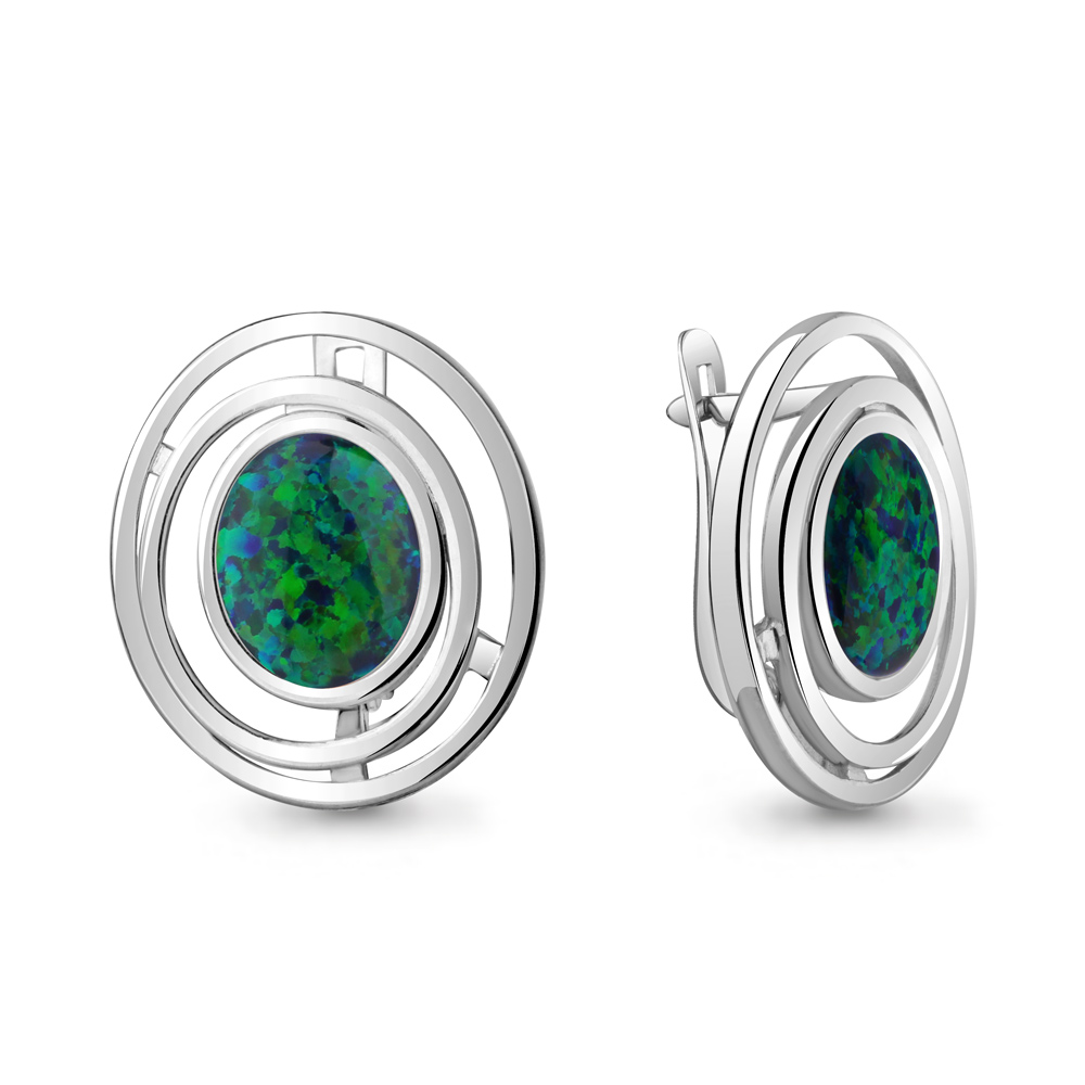 4756496 Серьги из Серебра с опалами иск.