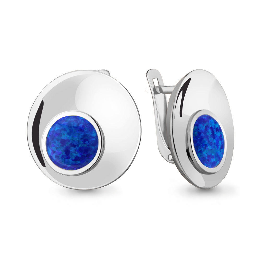 4756595 Серьги из Серебра с опалами иск.