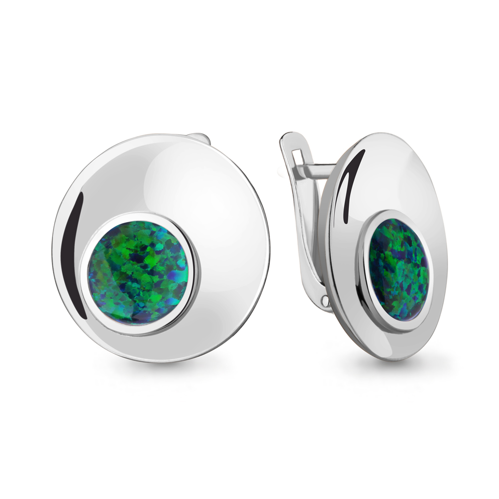 4756596 Серьги из Серебра с опалами иск.