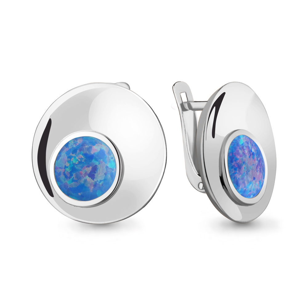 4756597 Серьги из Серебра с опалами иск.