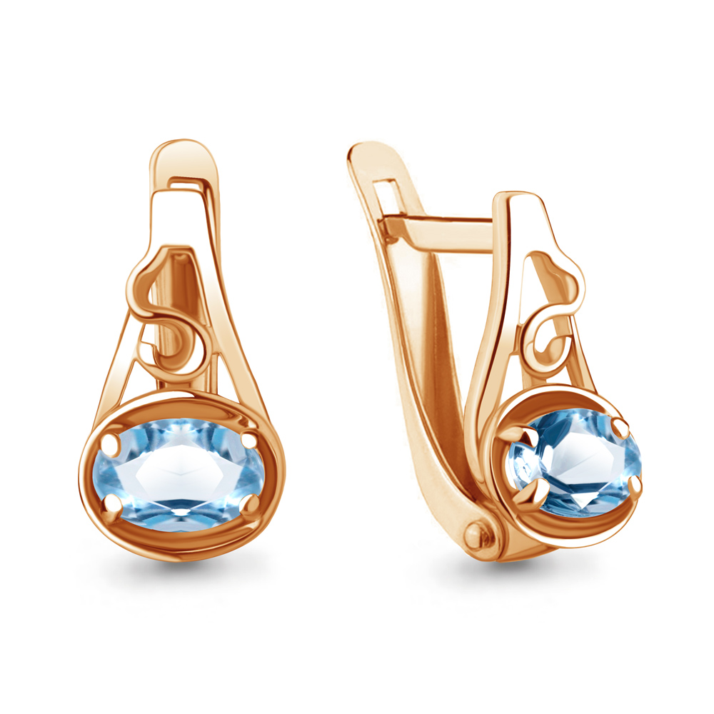 4756905 Серьги из Золота с топазами свисс блю