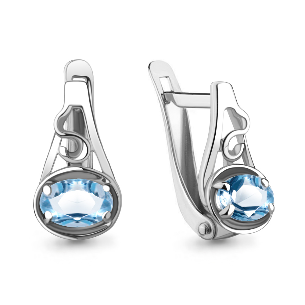 4756905 Серьги из Серебра с топазами свисс блю
