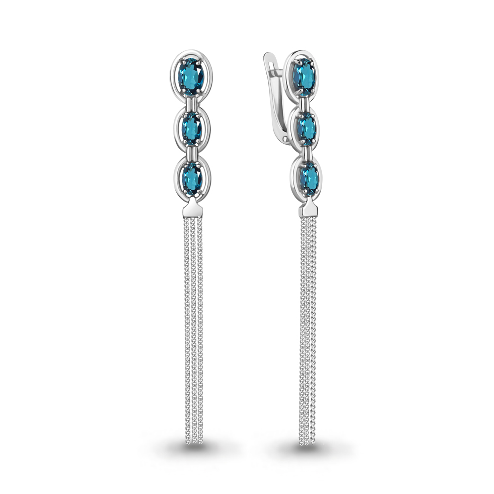 4757708 Серьги из Серебра с топазами лондон блю