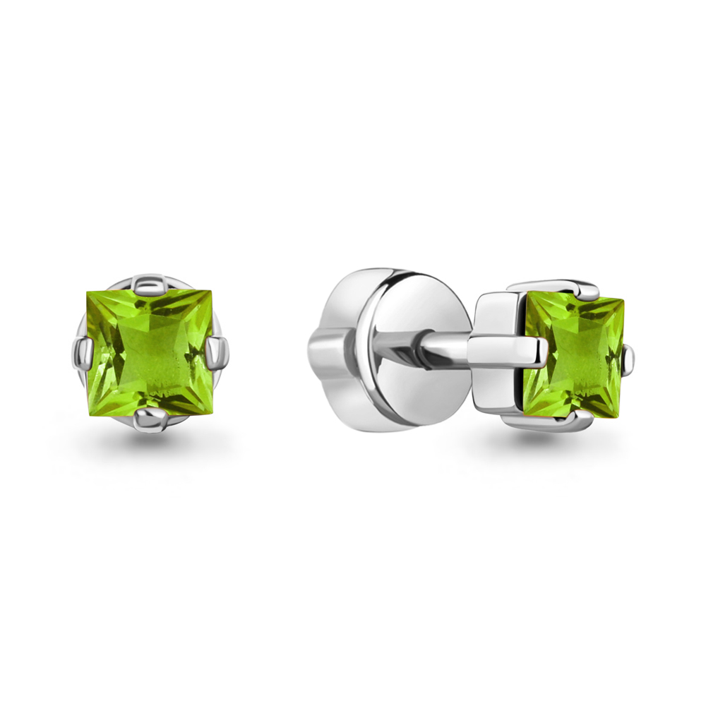 4758607 Серьги из Серебра с хризолитами