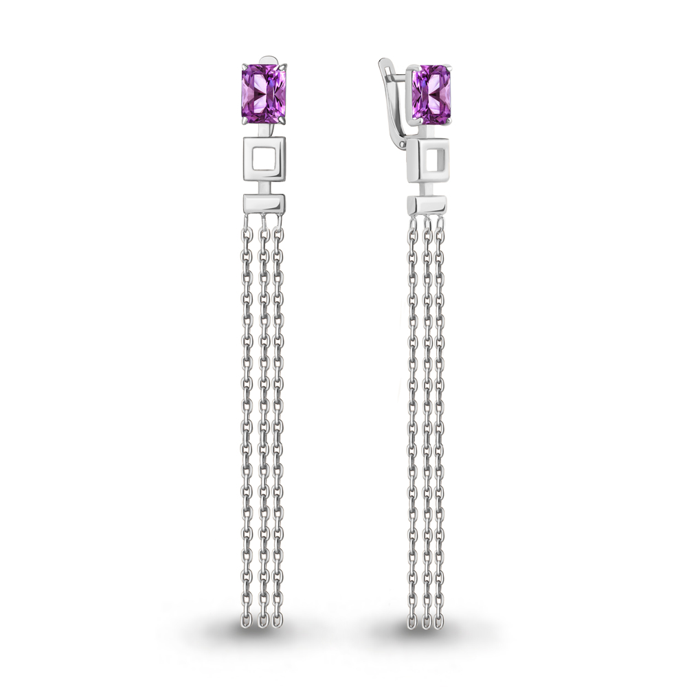 4758784 Серьги из Серебра с наноаметистами иск.