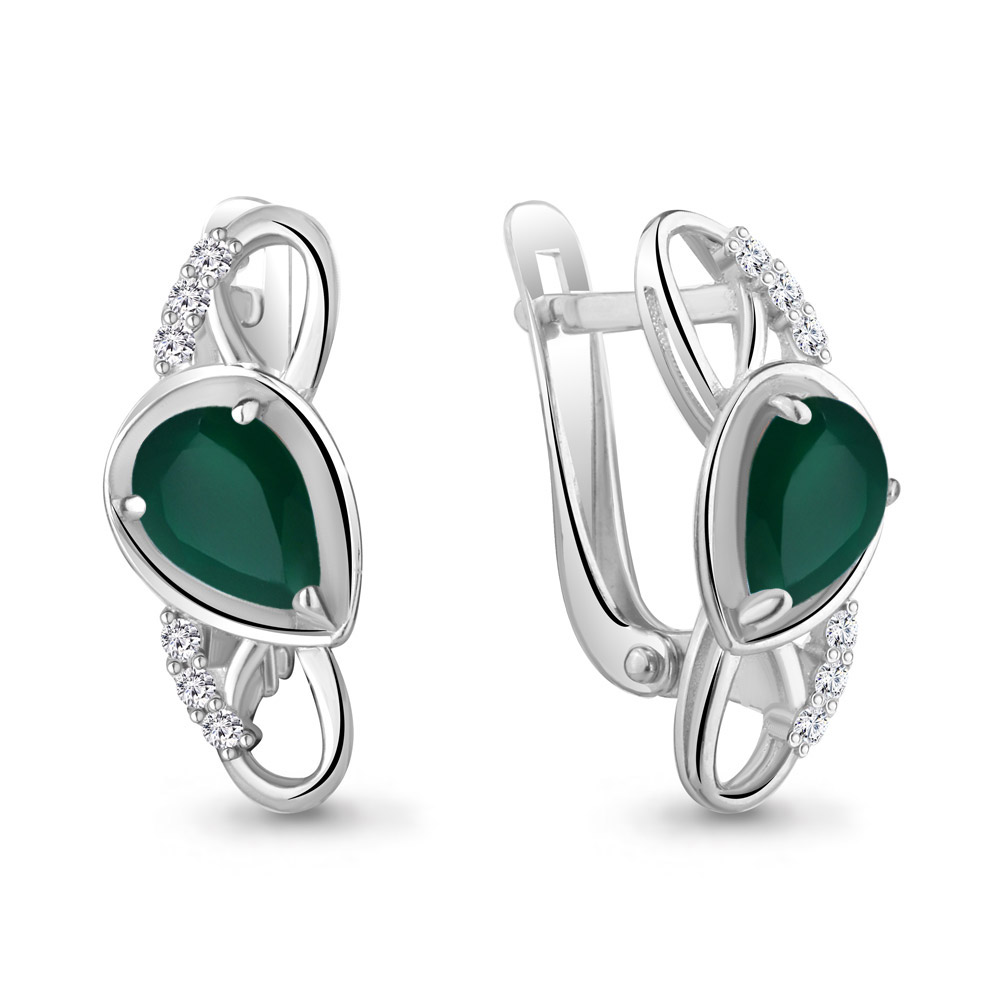 4758909А Серьги из Серебра с агатами, фианитами