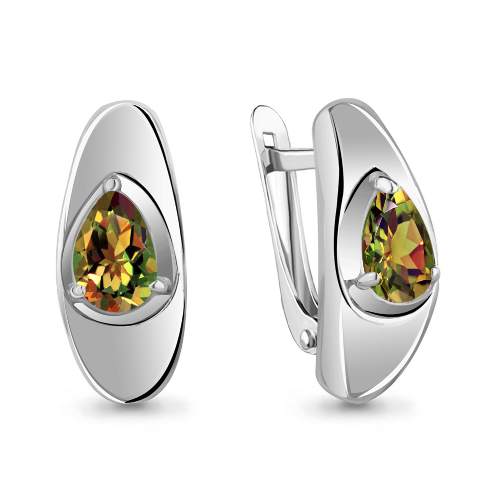 4759019 Серьги из Серебра с султанитами иск.