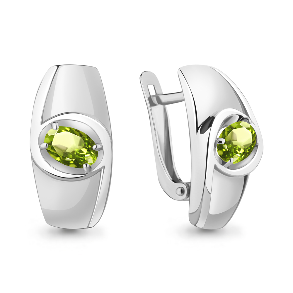 4759707 Серьги из Серебра с хризолитами