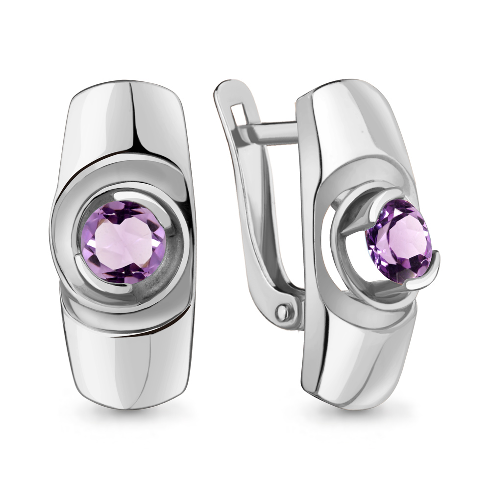 4759904 Серьги из Серебра с аметистами