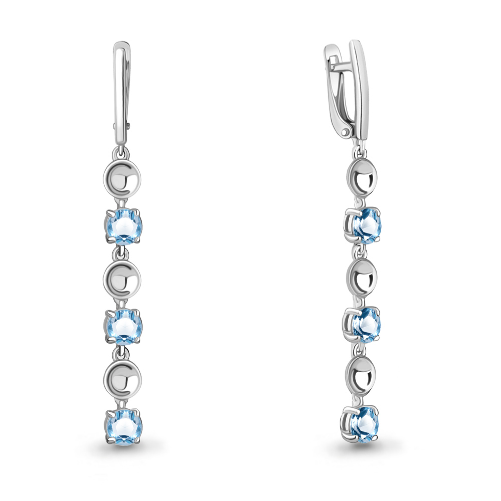 4760105 Серьги из Серебра с топазами свисс блю