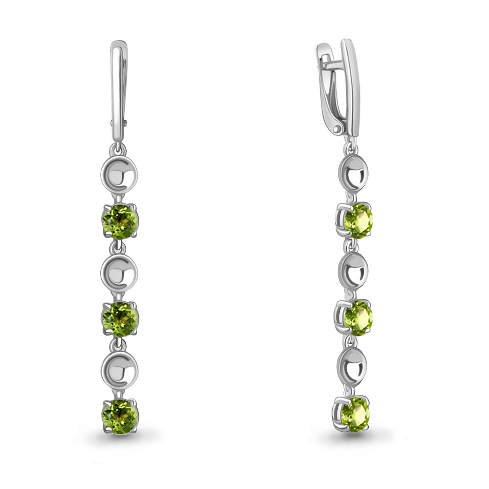 4760107 Серьги из Серебра с хризолитами