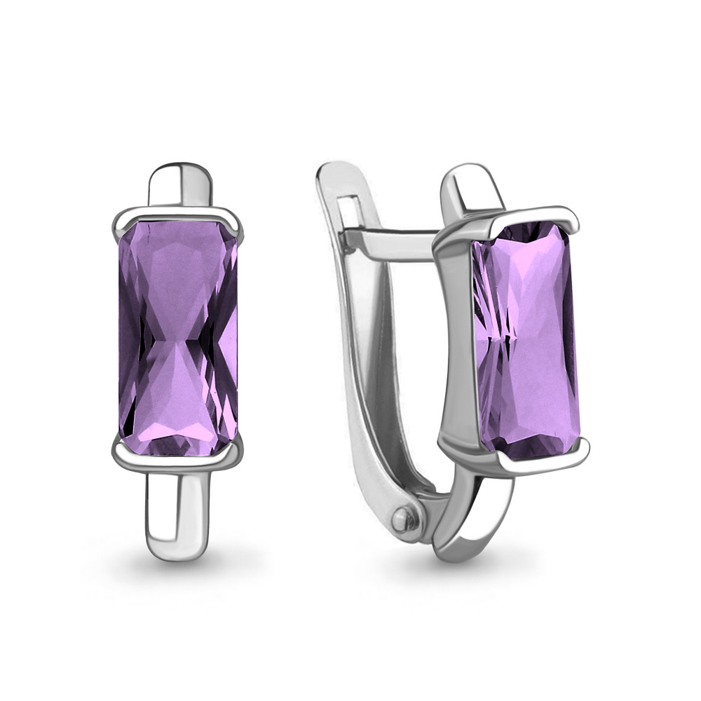 4762284 Серьги из Серебра с наноаметистами иск.