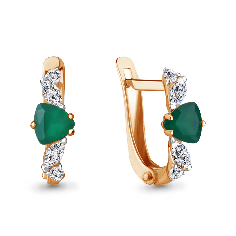 4762309А Серьги из Золота с агатами, фианитами