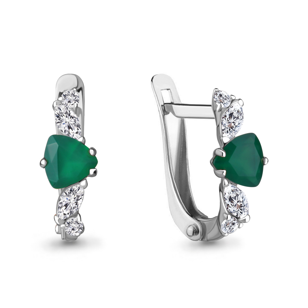 4762309А Серьги из Серебра с агатами, фианитами