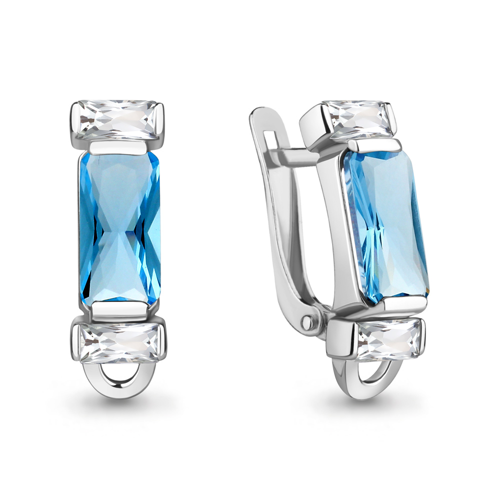 4762992 Серьги из Серебра с нанотопазами свисс, фианитами