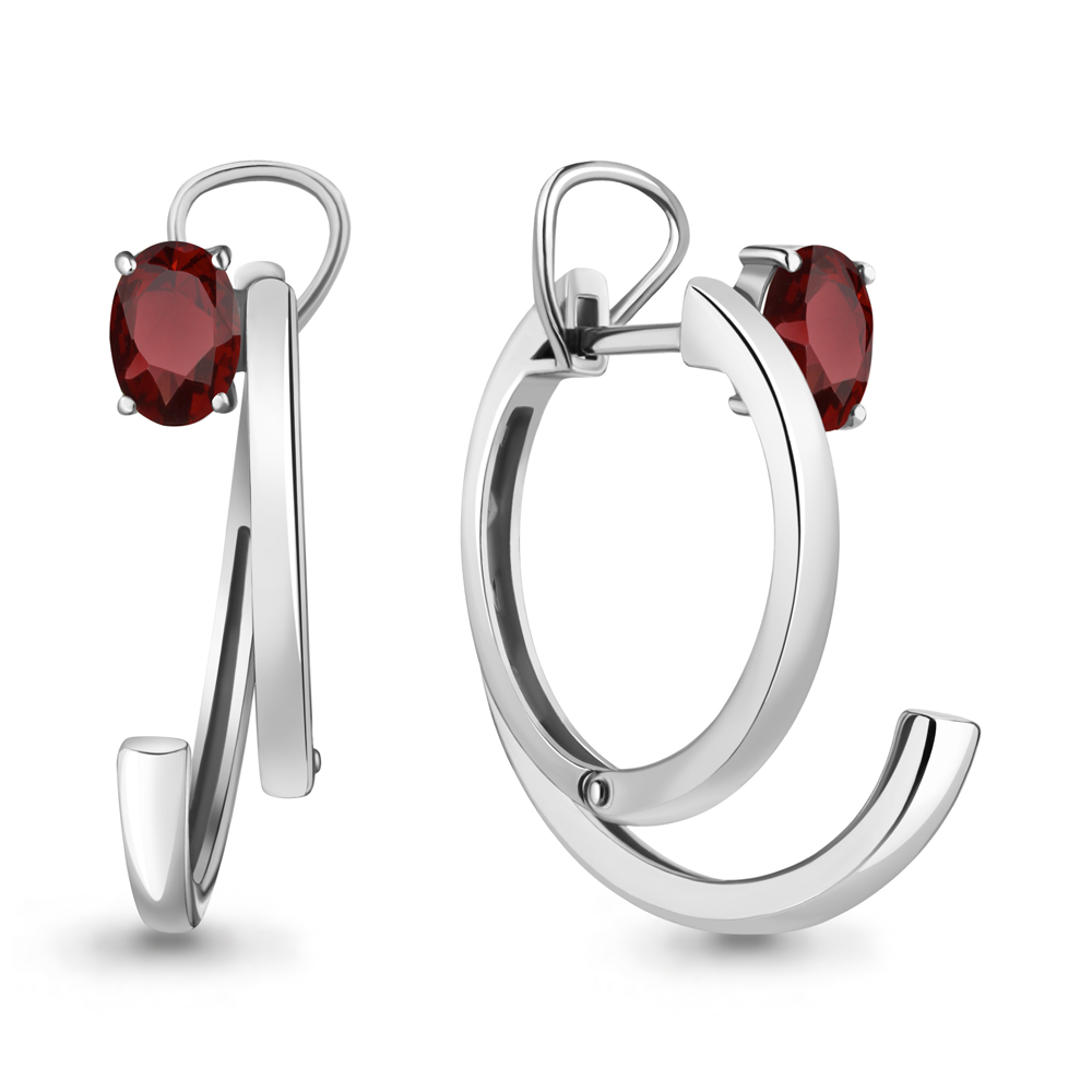 4763803 Серьги из Серебра с гранатами