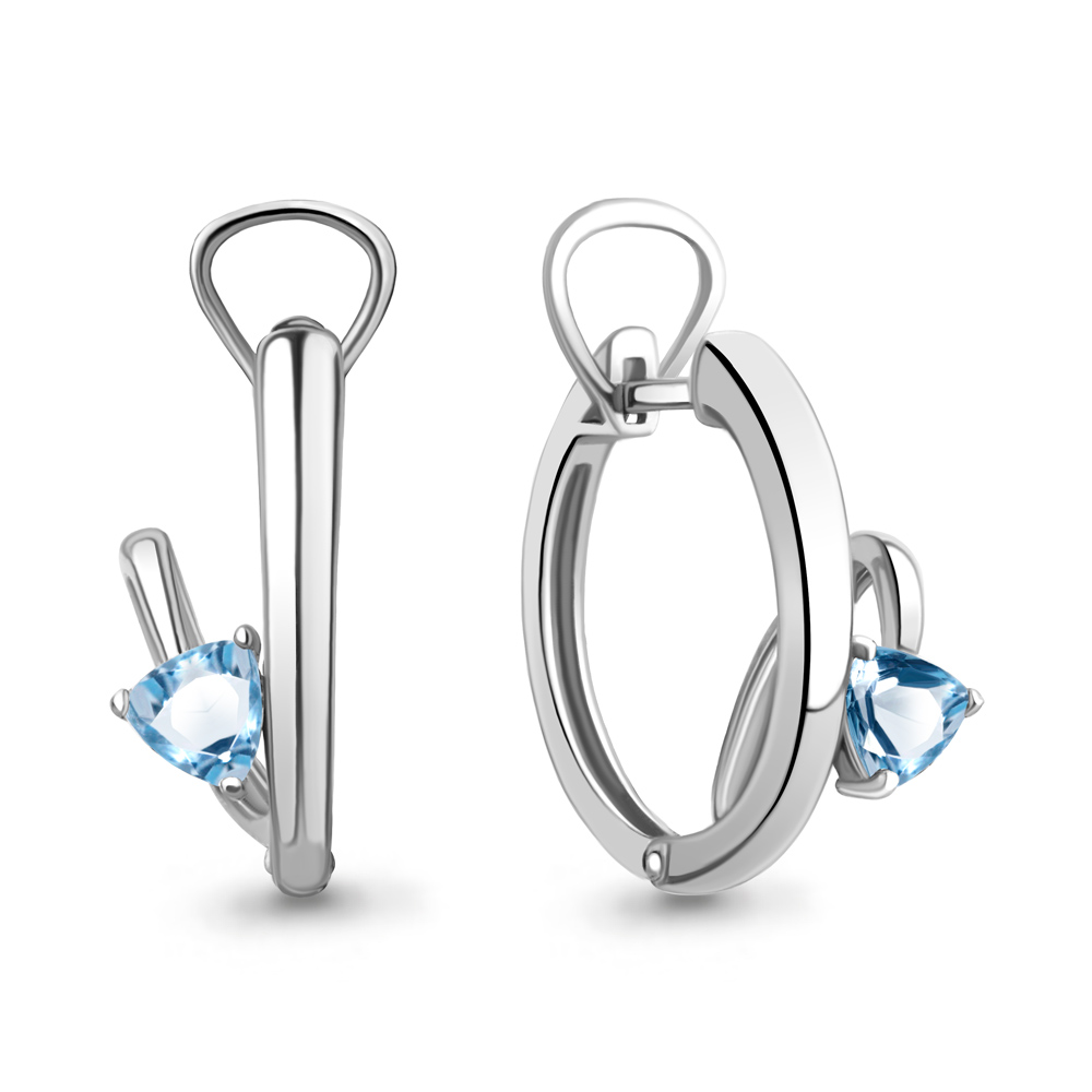 4763905 Серьги из Серебра с топазами свисс блю