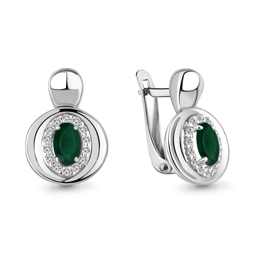 4764609А Серьги из Серебра с агатами, фианитами
