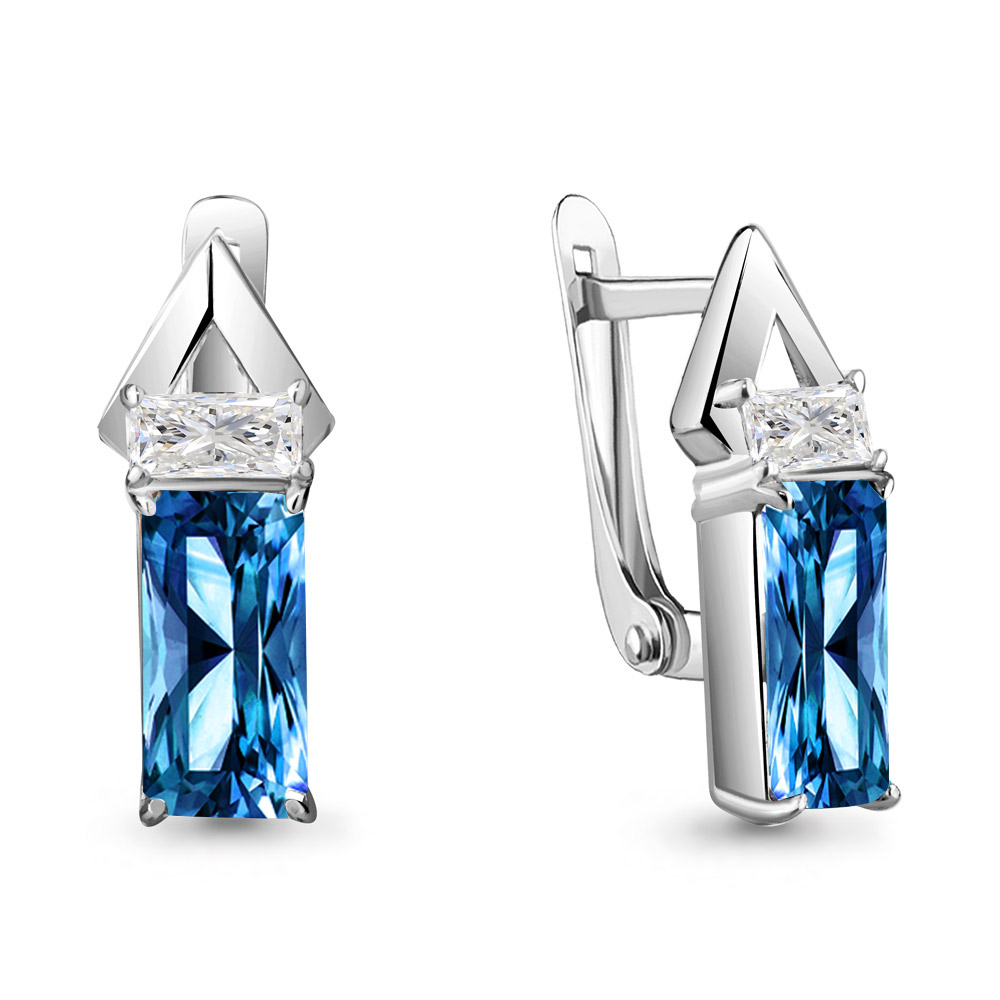 4765493 Серьги из Серебра с нанотопазами лондон, фианитами