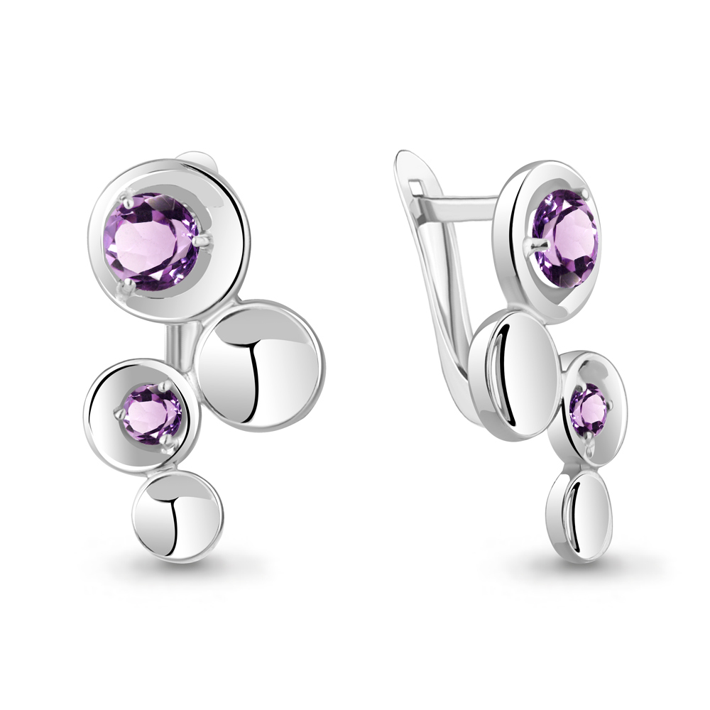 4766004 Серьги из Серебра с аметистами