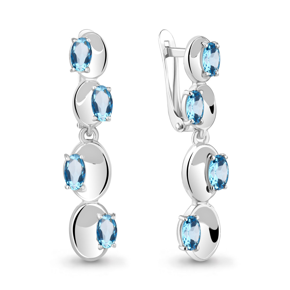 4766105 Серьги из Серебра с топазами свисс блю