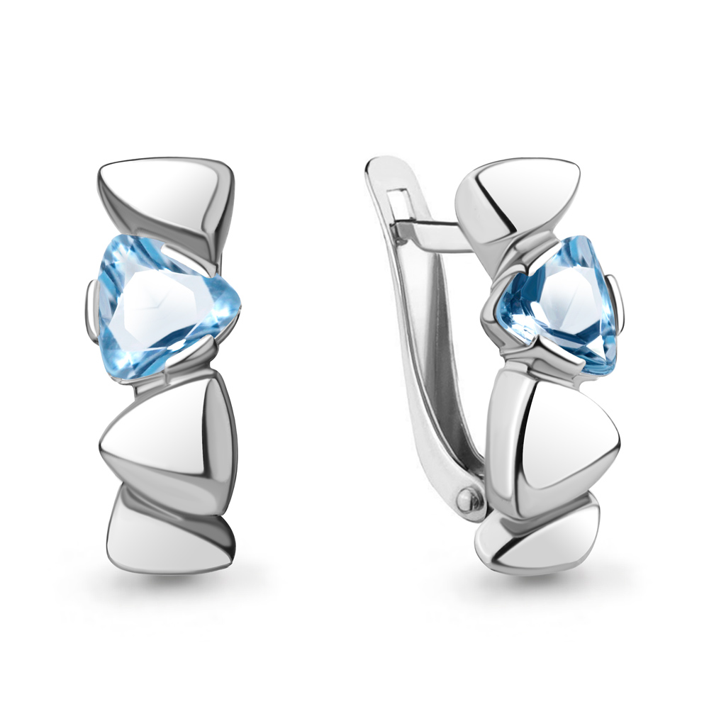 4766505 Серьги из Серебра с топазами свисс блю