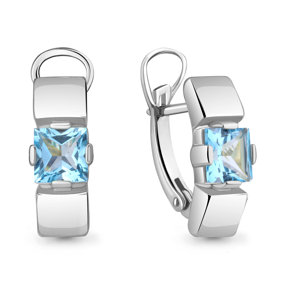 4766605 Серьги из Серебра с топазами свисс блю