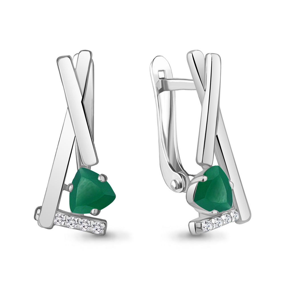 4768609А Серьги из Серебра с агатами, фианитами