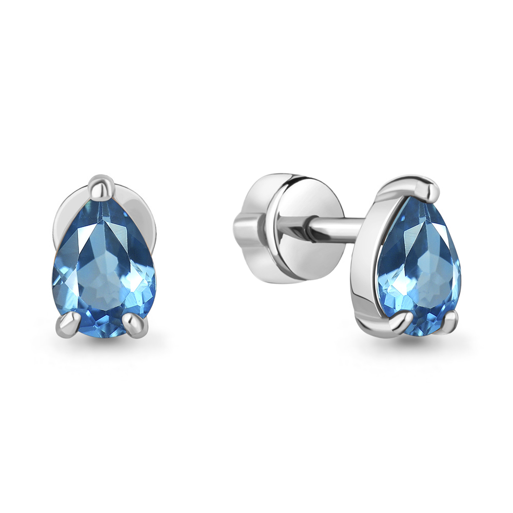 4769005 Серьги из Серебра с топазами свисс блю