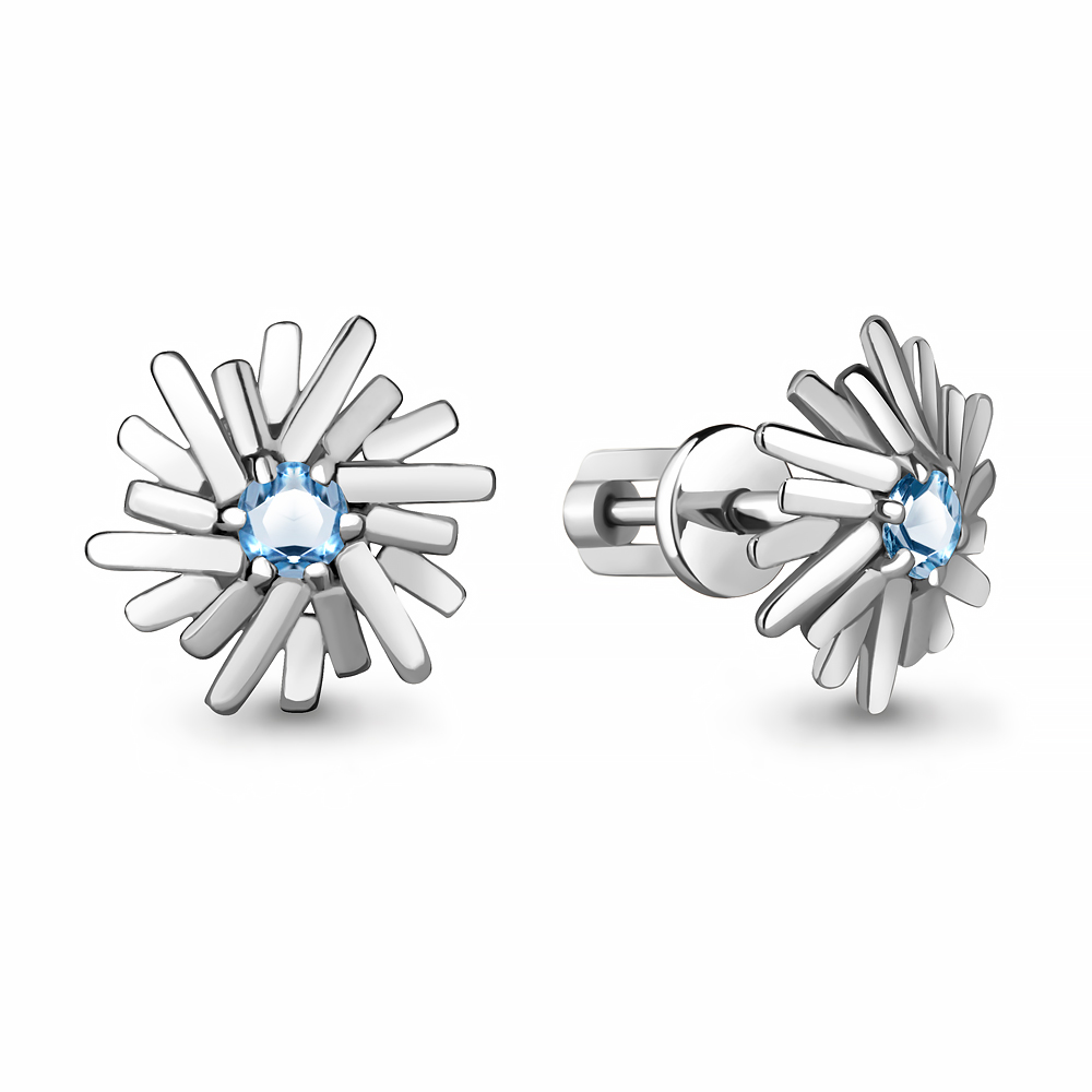 4769105 Серьги из Серебра с топазами свисс блю