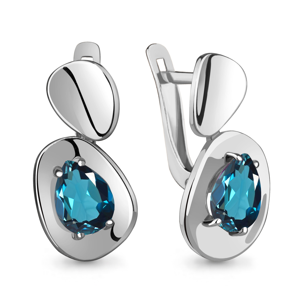 4769508 Серьги из Серебра с топазами лондон блю