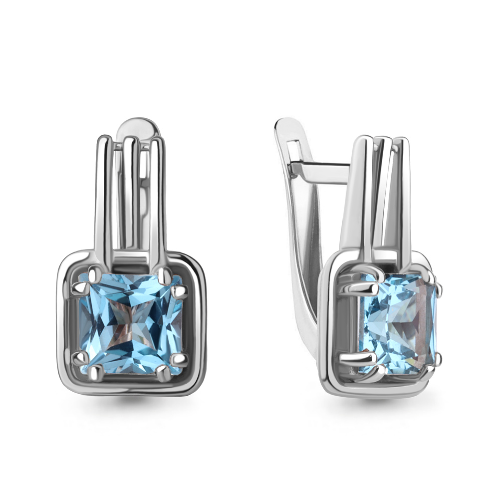 4770705 Серьги из Серебра с топазами свисс блю