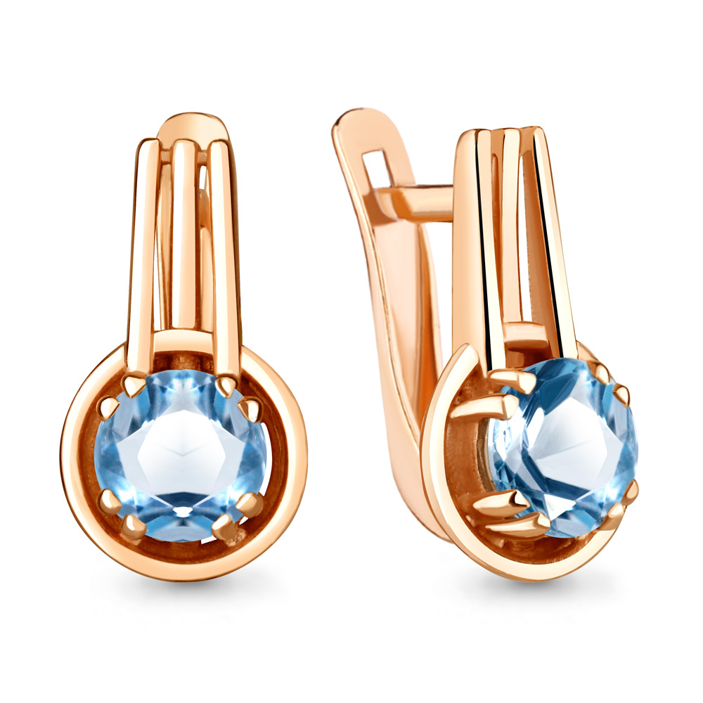 4770805 Серьги из Золота с топазами свисс блю