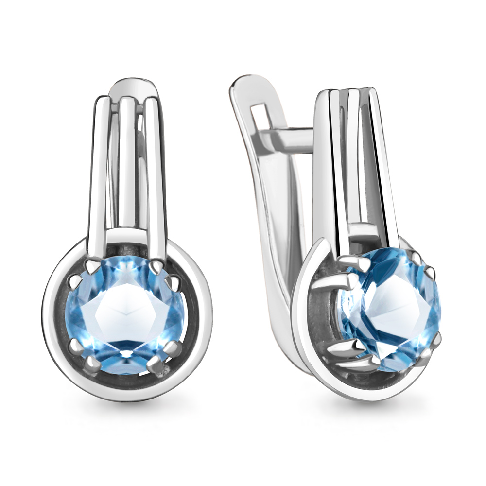 4770805 Серьги из Серебра с топазами свисс блю