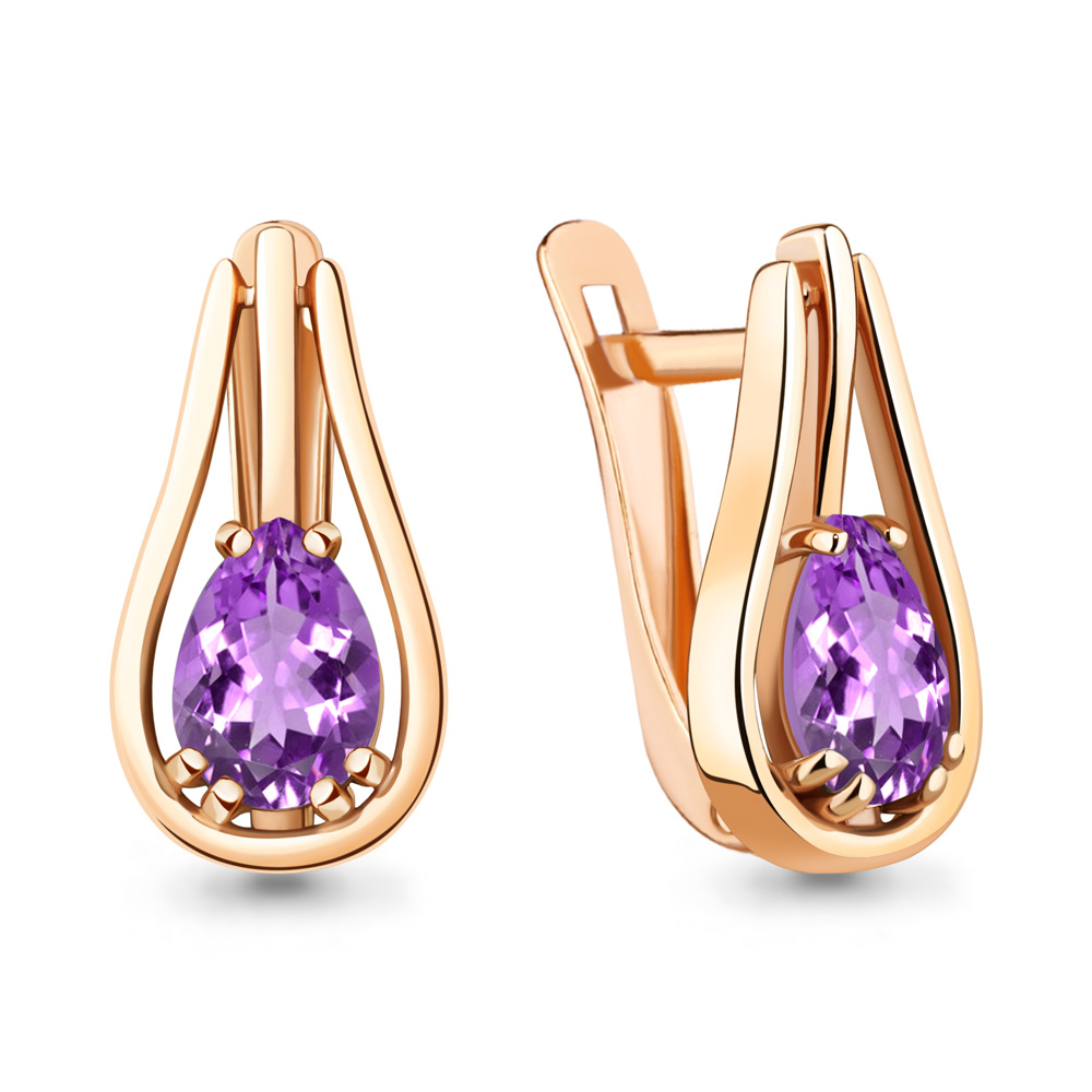 4771004 Серьги из Золота с аметистами
