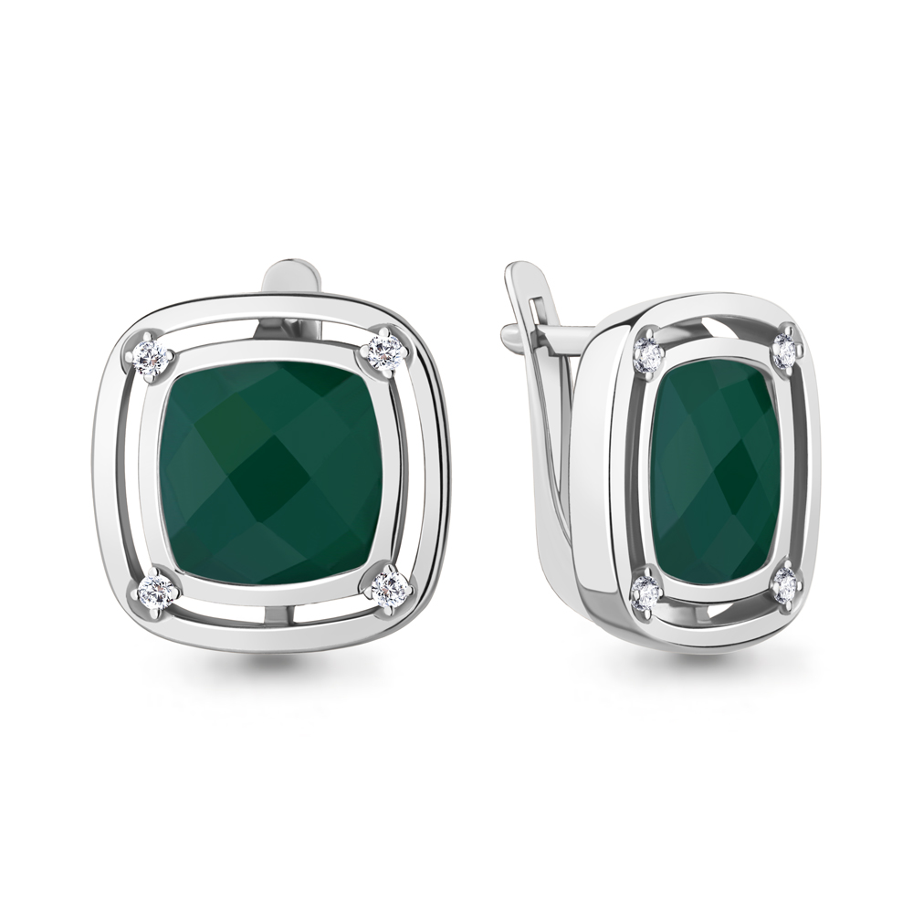 4771509А Серьги из Серебра с агатами, фианитами