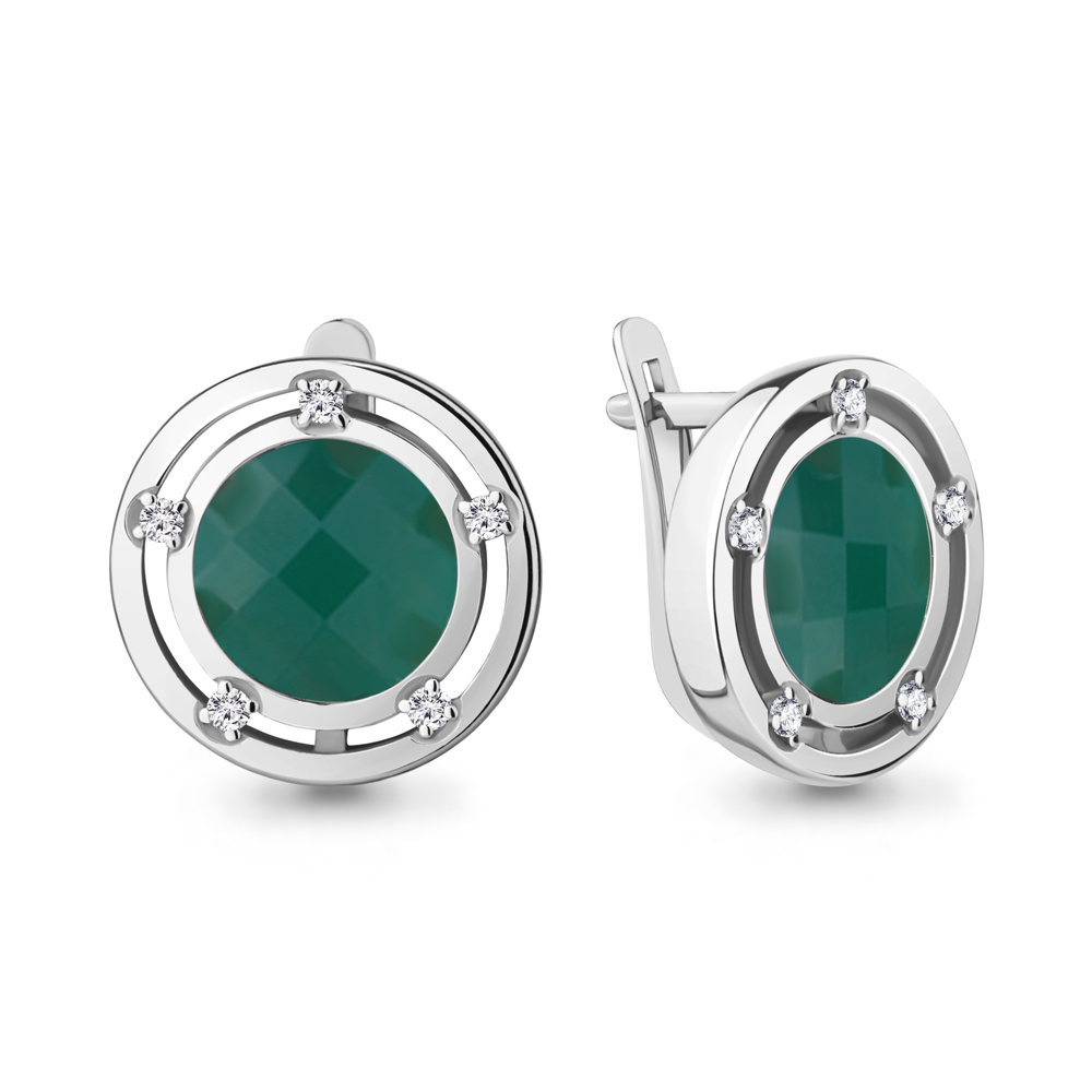 4771609А Серьги из Серебра с агатами, фианитами