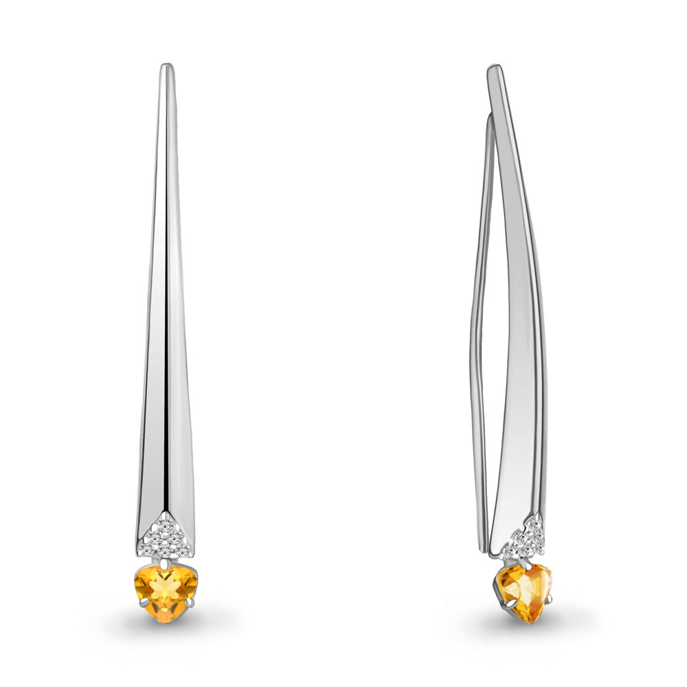 4771806А Серьги из Серебра с фианитами, цитринами