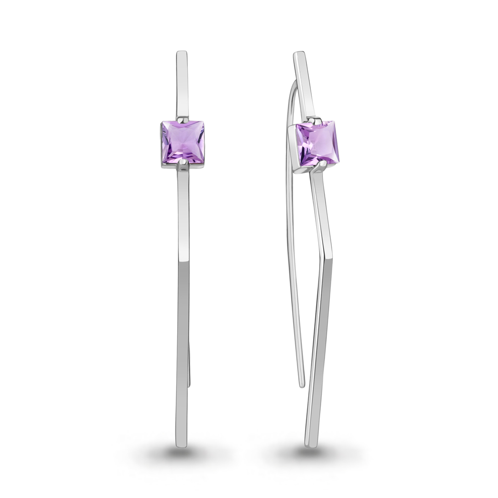 4771904 Серьги из Серебра с аметистами