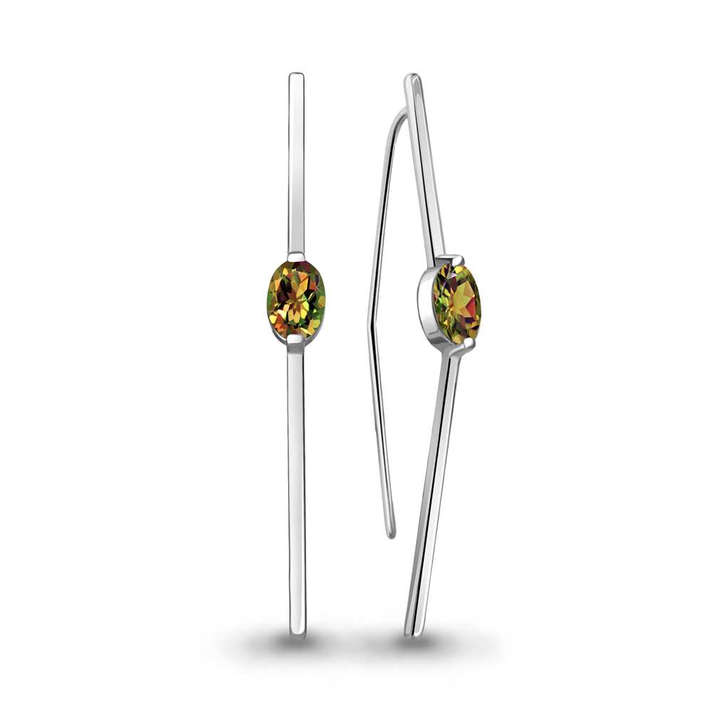 4772019 Серьги из Серебра с султанитами иск.