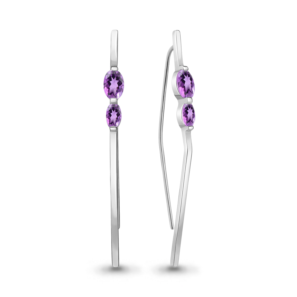 4772204 Серьги из Серебра с аметистами