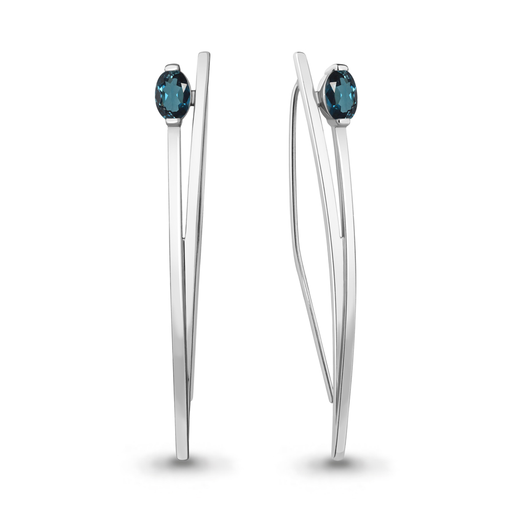 4772608 Серьги из Серебра с топазами лондон блю