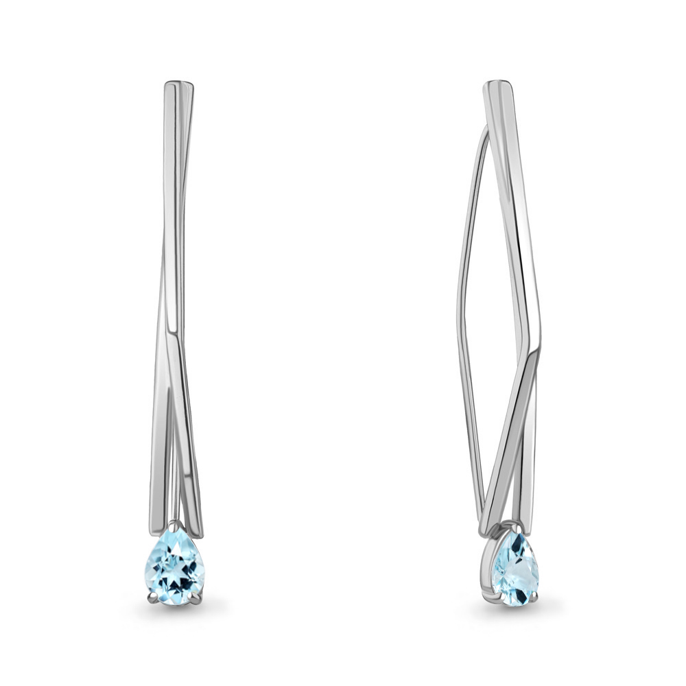 4773002 Серьги из Серебра с топазами скай блю