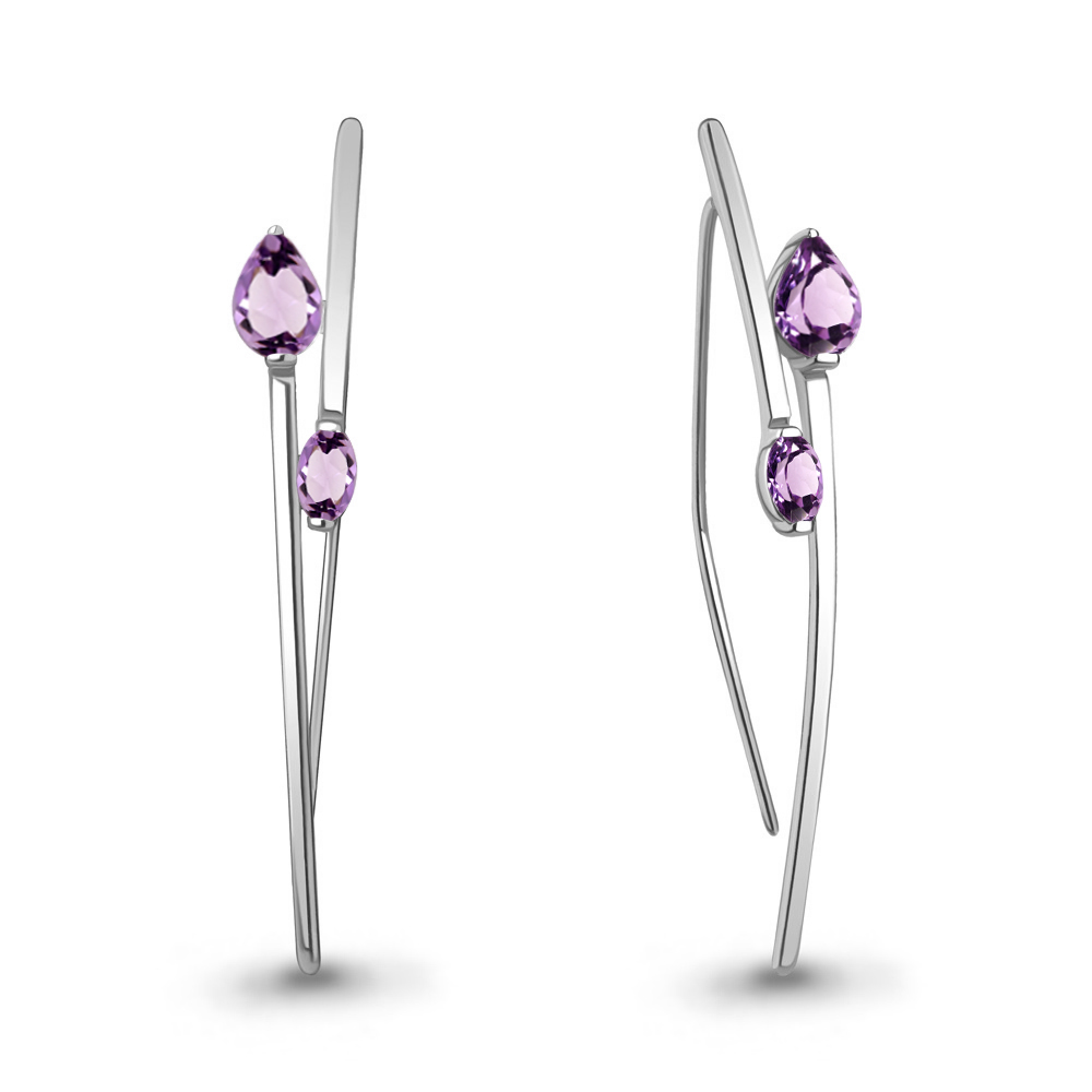4773204 Серьги из Серебра с аметистами