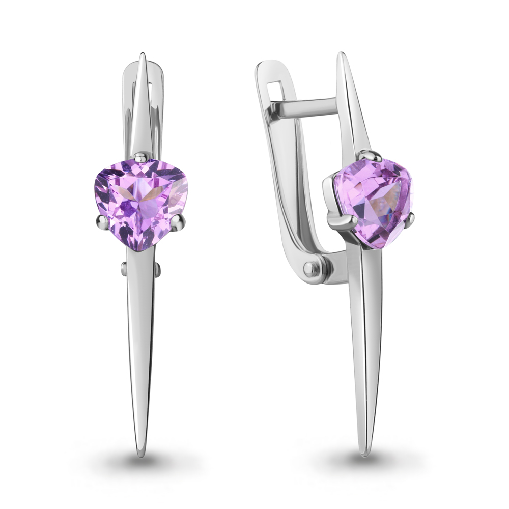 4773504 Серьги из Серебра с аметистами